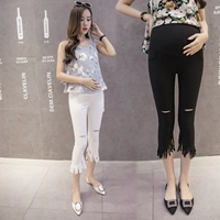 Phụ nữ mang thai mùa hè quần short mùa hè quần quần legging mùa hè Phụ nữ mang thai mặc 7 điểm quần mỏng phần bụng quần - Phụ nữ mang thai quần / quần bụng quần áo bầu