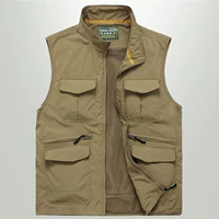 Jeep Shield vest nam mùa xuân và mùa thu mỏng phần trung niên cán bộ cha chụp ảnh nhiều túi câu cá vest cũ - Dệt kim Vest áo len cardigan nam