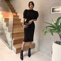 Южнокорейский милый товар, женское платье с рукавами, осенний, коллекция 2021, по фигуре