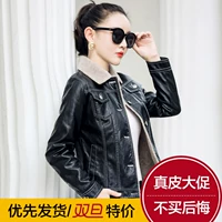 Mùa đông 2018 mới Hained leather leather nữ ngắn phiên bản Hàn Quốc của áo khoác lông cừu mỏng áo da nữ xịn nhập khẩu