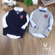 Áo vest trẻ em Anh 2019 mùa xuân và mùa thu bé trai len đan áo vest không tay áo len cotton