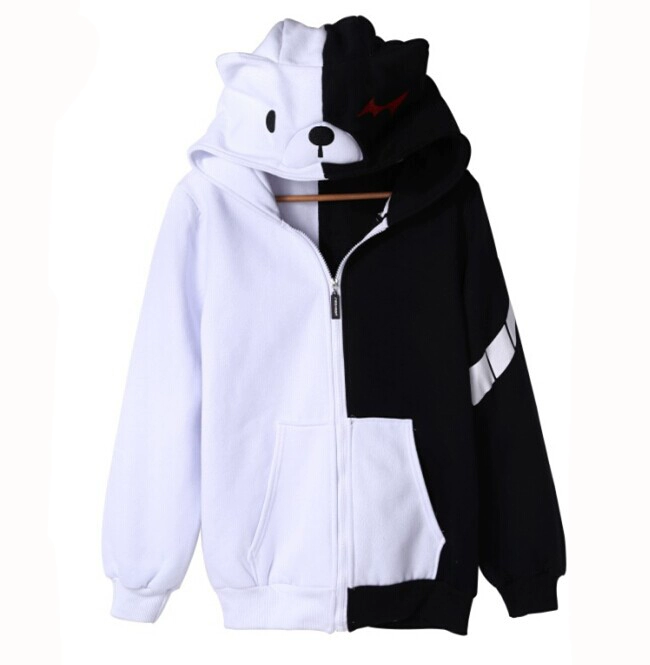 Đạn trên áo len bị hỏng màu đen và trắng gấu áo khoác COS quần áo bánh xe nhảy múa mùa thu và mùa đông quần áo dày anime xung quanh - Carton / Hoạt hình liên quan
