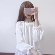 Áo voan nữ sinh viên 2019 xuân hè mới nữ phiên bản Hàn Quốc của chiếc áo mỏng siêu cổ tích bên dưới đáy áo ren - Áo sơ mi chiffon ren