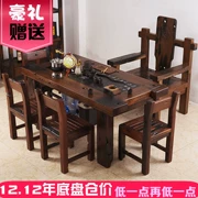 Cũ gỗ tàu bàn trà và ghế kết hợp của căn hộ nhỏ ban công phòng khách bàn cà phê bảng trà đơn giản bàn trà kung fu đồ gỗ vững chắc - Bàn trà