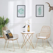Bắc Âu thời trang dây ghế ăn Đơn giản rỗng dây ghế phòng khách đồ nội thất vàng rèn sắt máy tính giải trí ghế - Đồ nội thất thiết kế
