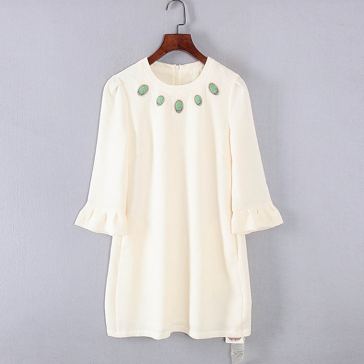 Dòng R Dòng sản phẩm mới mùa xuân và mùa thu Quầy hàng quần áo của phụ nữ Giảm giá Thời trang Váy tay loe màu be màu trắng C4809 - Sản phẩm HOT