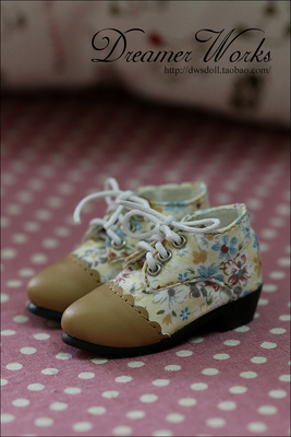 taobao agent Doll, footwear, belt pointy toe, low boots, floral print, scale 1:3, scale 1:4, three colors