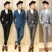 Ánh sáng màu xám của nam giới thường nhỏ phù hợp với phù hợp với chú rể váy cưới Slim Hàn Quốc phiên bản của kích thước lớn 5XL người đàn ông béo phù hợp với