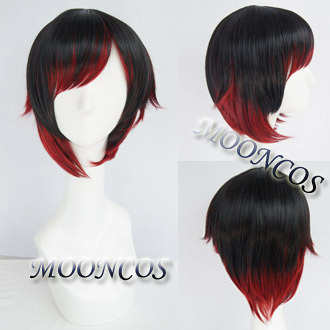 taobao agent [Moon] RWBY Red Ruby Little Red Hat Black and Red Gradmatic Design COS Wig