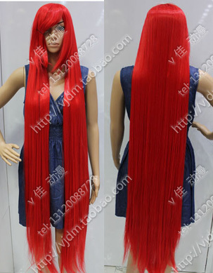 taobao agent Shana big red 150cm pure red 150cm 1.5 meters long straight -haired maid anime accessories cos wig