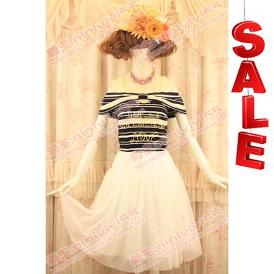 taobao agent Japanese navy dress, open shoulders, with embroidery