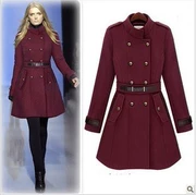 Áo khoác len cỡ lớn cho phụ nữ mới mùa thu đông 2014 mặc Châu Âu và Hoa Kỳ Gió Anh Áo len mỏng dài - Trung bình và dài Coat