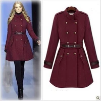 Áo khoác len cỡ lớn cho phụ nữ mới mùa thu đông 2014 mặc Châu Âu và Hoa Kỳ Gió Anh Áo len mỏng dài - Trung bình và dài Coat áo khoác nữ hàn quốc