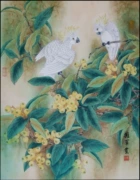 Tô Châu thêu DIY kit mới bắt đầu con vẹt trắng chim chim sơn lớn trái tim 51 * 40 bức tranh trang trí thêu tay - Bộ dụng cụ thêu