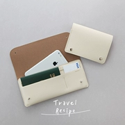 Hàn Quốc nhập khẩu đơn giản dài ví da túi điện thoại di động màu rắn hộ chiếu giữ tài liệu du lịch trọn gói vé chủ thẻ