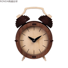 Будильник 韩国进口woodsum 木板手拼 古典小座钟 台钟 创意实用礼品