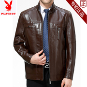 Playboy da của nam giới da cừu da kích thước lớn thường trung niên cổ áo jacket jacket mùa thu và mùa đông Haining da