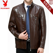 Playboy da của nam giới da cừu da kích thước lớn thường trung niên cổ áo jacket jacket mùa thu và mùa đông Haining da