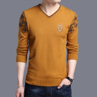 Áo len nam v-cổ của nam giới áo len dài tay t-shirt đáy áo mỏng phần màu rắn mùa xuân và mùa thu mô hình trẻ gà tim cổ áo triều áo thun tay dài nam