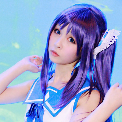 taobao agent Tomorrow from the quiet waves/Biliangping Qianyu Cosplay wig purple ponytail horns extend