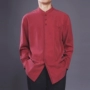Baifulong thời trang phong cách quốc gia Tang phù hợp với áo sơ mi dài tay quốc phục cao cấp Trung Quốc phong cách đứng cổ áo thêu kiểu đồ bộ may vải thun