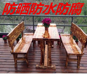 Ngoài trời rắn gỗ vườn carbonized gỗ bảo quản gỗ vườn đồ gỗ ngoài trời giải trí đồ nội thất bàn ăn và ghế thịt nướng thực phẩm gian hàng bảng