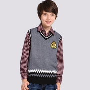 Mùa thu mới thanh niên tóc vest nam big boy len vest không tay áo len áo len cardigan phiên bản Hàn Quốc