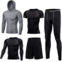 Bộ đồ thể dục nam mùa thu bốn mảnh phù hợp với quần áo thể thao quần đùi tập gym nữ
