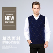 Mới trung niên len vest vest trung niên người đàn ông của màu cashmere không tay lỏng lẻo áo len áo len