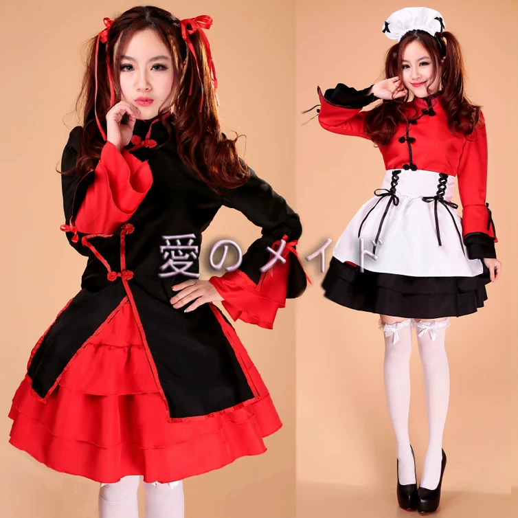 Новая версия ~ China Wind Dance Ji Lolita притворный гардероб горничной COSPALY женское сценическое обслуживание ресторанная форма