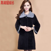 Áo len nữ chất lượng cao nhung nguyên chất của phụ nữ áo khoác mùa thu và mùa đông Áo len mới cashmere áo khoác ngoài của phụ nữ tay áo năm điểm - Faux Fur