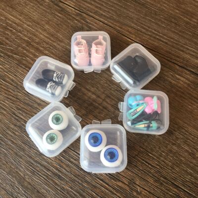 taobao agent BJD12 OB11 small shoes storage box baby with eye bead glass eye storage hair accessories small object transparent plastic box