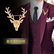 Trang sức Thời trang mới Hợp kim Tây Hội Nam Nữ Corsage Retro Deer Head Trâm Hàn Quốc Pin - Trâm cài