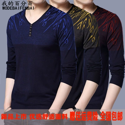 Mùa xuân người đàn ông trẻ tuổi của dài tay đan T-Shirt v-cổ Hàn Quốc casual loose áo len nam áo len nam mỏng của quần áo áo khoác len nam Áo len