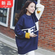 Harajuku phong cách của phụ nữ cao đẳng mùa thu và mùa đông Hàn Quốc phiên bản của bộ lỏng lẻo của đa năng sinh viên áo len dày áo len dài