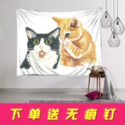 Cartoon mèo đầu giường phòng ngủ ký túc xá chặn vải treo tường tấm thảm hình nền trang trí rèm vải trang trí - Tapestry