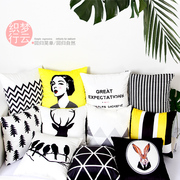 Chân dung màu đen và trắng hình học sofa đệm giường đầu gối pillowcase đơn giản hiện đại phòng mô hình Bắc Âu phòng khách đệm