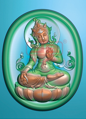 玉邦会员专用白度母系列电脑雕刻精雕玉雕图 浮雕挂件图 jdp格式