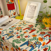 Châu âu và Mỹ phong cách phim hoạt hình đơn giản cotton linen bảng vải hình chữ nhật bàn cà phê vải khăn trải bàn bìa vải dễ thương bàn vải