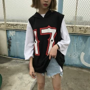 Mùa xuân và mùa hè mới lỏng mỏng thể thao vest Hàn Quốc phiên bản của hoang dã bf gió dài tay trùm đầu áo len sinh viên nữ