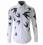 Hiển thị hình vẽ chim én và chim bồ câu hòa bình Dòng áo kinh doanh thời trang áo sơ mi dài tay mỏng - Áo