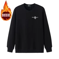 Áo len len mùa đông trung niên cotton cộng với phân bón XL ấm áp cho nam cộng với áo len dày nhung áo thun đáy áo hoodie dày