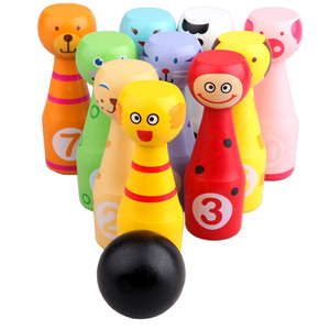 Trẻ em lớn của rắn gỗ động vật phim hoạt hình bowling bé early education puzzle thể thao đồ chơi thiết lập trong nhà và ngoài trời 1-3