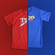 TSP bóng bàn thể thao nữ ngắn tay nam thể thao thoáng khí T-Shirt vòng cổ trẻ em của table tennis thể thao phù hợp với