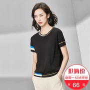 [66 nhân dân tệ mới] Fan Ximan mùa hè áo len áo len đầu lỏng quanh cổ thường T-Shirt nữ ngắn tay phần mỏng