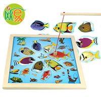 Детская деревянная магнитная головоломка для рыбалки, конструктор, игрушка, учебные пособия, раннее развитие