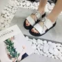 Dép đi trong nhà dép dual-sử dụng nữ mùa hè ulzzang Harajuku chữ thập dây đeo đáy phẳng kích thước lớn dép của phụ nữ 2018 new giày sandal nữ đi học cấp 2