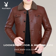 Áo khoác da nam Playboy mùa đông 2018 mới diện áo gak là thương hiệu trung niên cộng với áo khoác nhung cỡ lớn