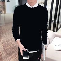 Hàn Quốc phiên bản của người đàn ông áo len mỏng quanh cổ áo len áo len dày cộng với nhung cao cổ áo chặt chẽ quần áo nam màu đen cardigan nam