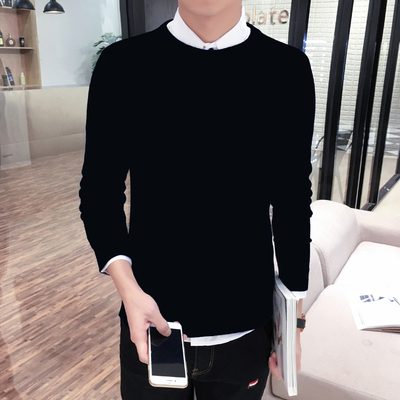 Hàn Quốc phiên bản của người đàn ông áo len mỏng quanh cổ áo len áo len dày cộng với nhung cao cổ áo chặt chẽ quần áo nam màu đen